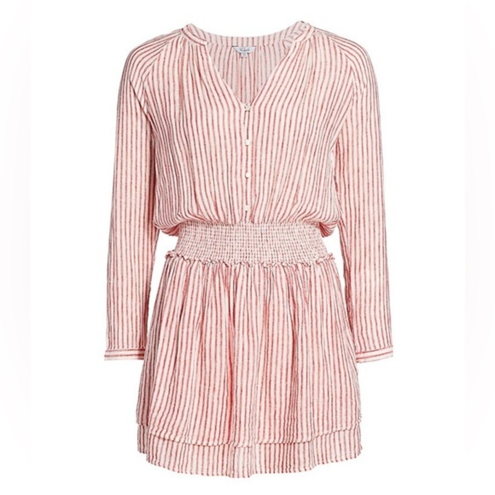 Rails red and white long sleeve mini dress
